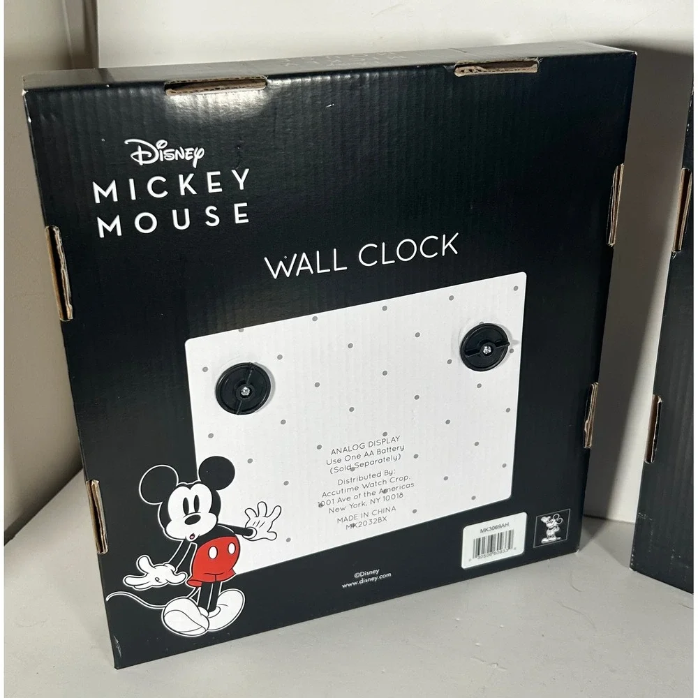 Disney Mickey and Minnie Mouse Wall Clock Set Vintage Style 10 Inch Analog NIB